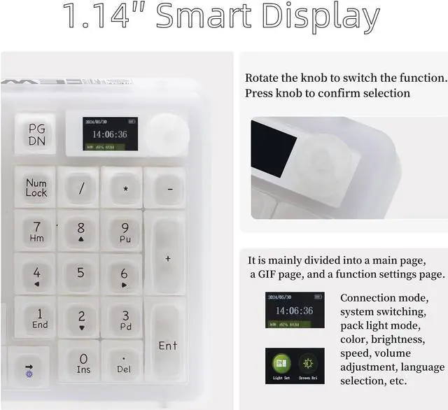 Alt view image 3 of 5 - Odpaltoy V99 Hot Swappable Transparent Mechanical Keyboard with OLED Display,98 Keys RGB Custom Gaming Gasket Structures with BT5.1/2.4G/USB-C for Windows/Mac,Pioneer V1 Satellite Axis