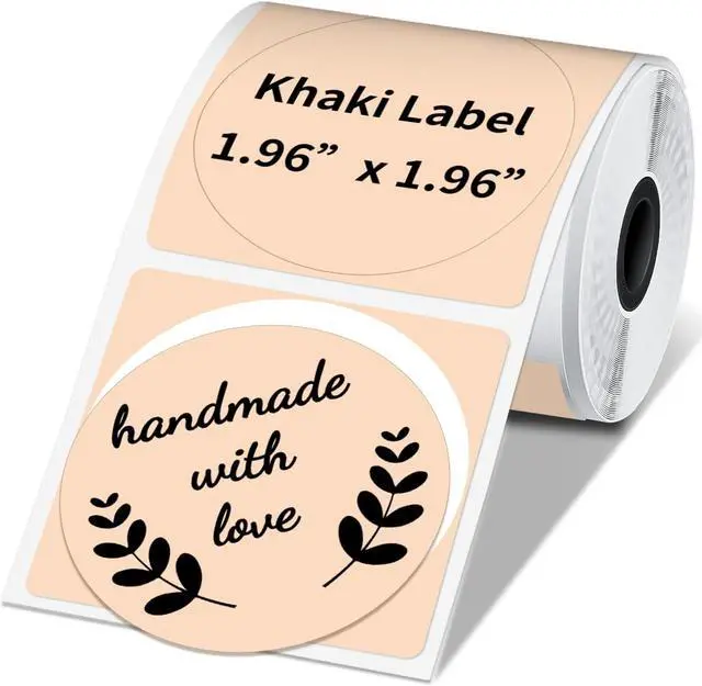 Alt view image 3 of 5 - Phomemo M220 Label Maker & 1 Roll Thermal Round Khaki + 1 Roll Labels, Label Makers Upgrade,3.14 Inch Portable Thermal Printer Support 20-80mm Width Label