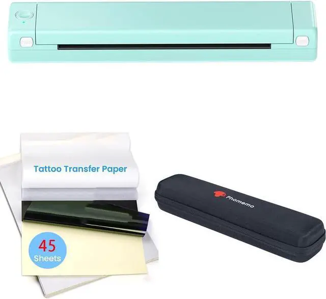 Main image of Phomemo Tattoo Stencil Printer M08F with 45 Sheets & Case, Bluetooth & USB, Compatible with Phone, Tablet & PC, Turquoise