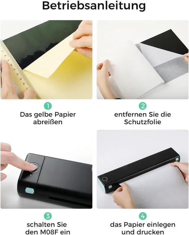 Alt view image 5 of 5 - Phomemo Tattoo Stencil Printer M08F with 45 Sheets & Case, Bluetooth & USB, Compatible with Phone, Tablet & PC, Turquoise