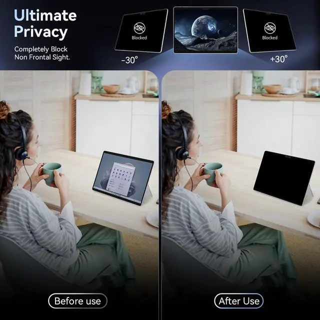 Alt view image 2 of 5 - Privacy Filter Compatible with Microsoft Surface Pro 10 (2024) / 9 (2022) / 8 (2021) / X (2021, 2019), Easy On/Off 13 Inch Removable Anti Spy Glare Blue Light Privacy Screen