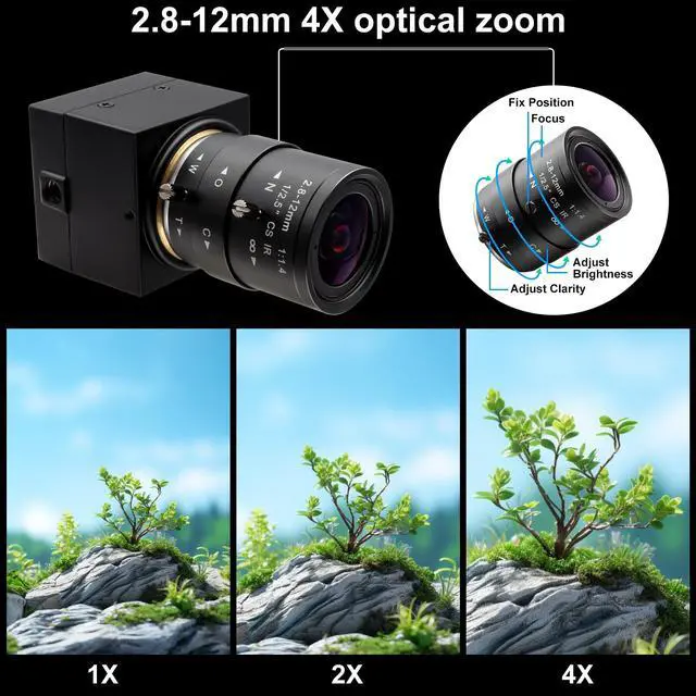 Alt view image 3 of 5 - QILOVE Manual Zoom USB Camera with 2.8-12mm CS Lens, H.264 1080P 30fps Webcam, Low Light Vision & Laser Light Burn, Compatible with Windows/macOS/Linux for Industrial Inspection & Remote Conferencing