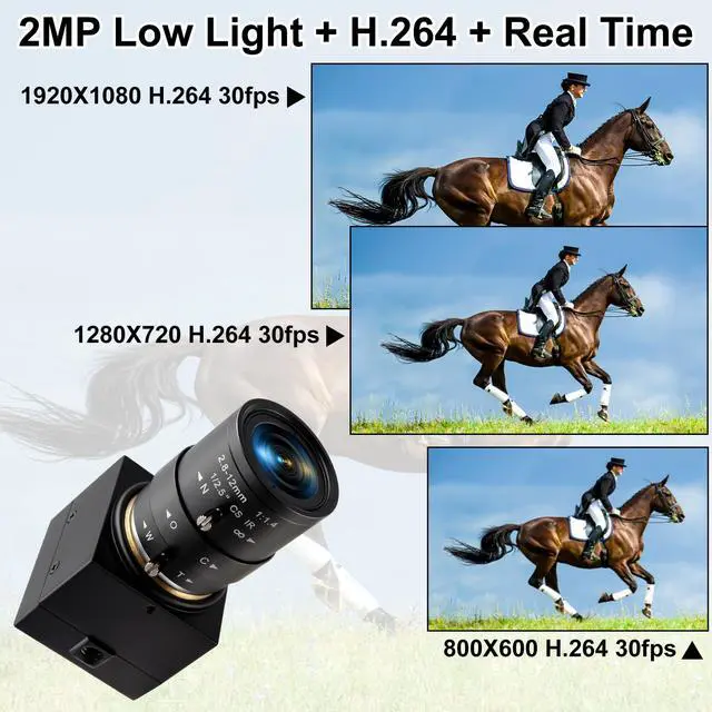 Alt view image 2 of 5 - QILOVE Manual Zoom USB Camera with 2.8-12mm CS Lens, H.264 1080P 30fps Webcam, Low Light Vision & Laser Light Burn, Compatible with Windows/macOS/Linux for Industrial Inspection & Remote Conferencing