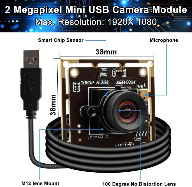 Alt view image 4 of 5 - QILOVE Low Light USB Camera H.264 1080P 30fps Wide Angle No Distortion Full HD Industrial Camera with Microphone for Laptop Windows Android Linux MacOS