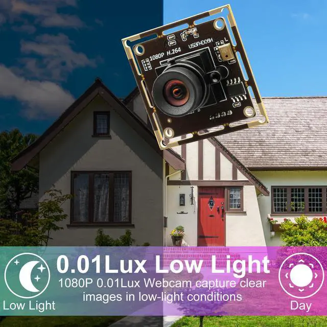 Alt view image 3 of 5 - QILOVE Low Light USB Camera H.264 1080P 30fps Wide Angle No Distortion Full HD Industrial Camera with Microphone for Laptop Windows Android Linux MacOS