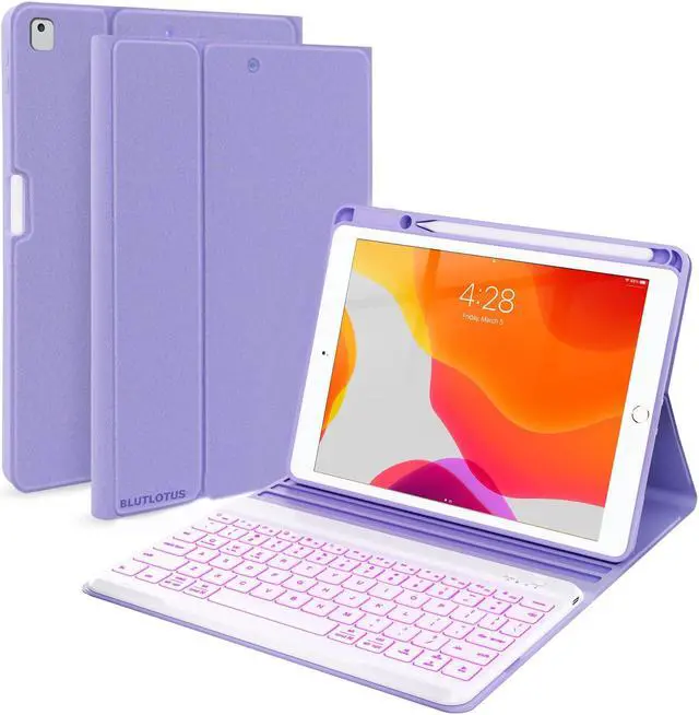 Main image of Keyboard Case for iPad 9th/8th/7th Generation 10.2 inch 2021/2020/2019, iPad Pro 10.5-inch Case with Keyboard,iPad Air 3 2019, 7 Color Backlit Removable Bluetooth Wireless Keyboard Folio Case(Purple)