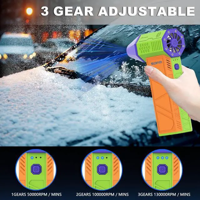 Alt view image 2 of 5 - SDFM Compressed Air Duster - Electric Air Duster with Built in Brushless Motor,130,000RPM, 3-Speed Adjustable Air Blower - Suitable for Keyboard, Computer, car, and Home Cleaning (X3) (Max-Colorful)
