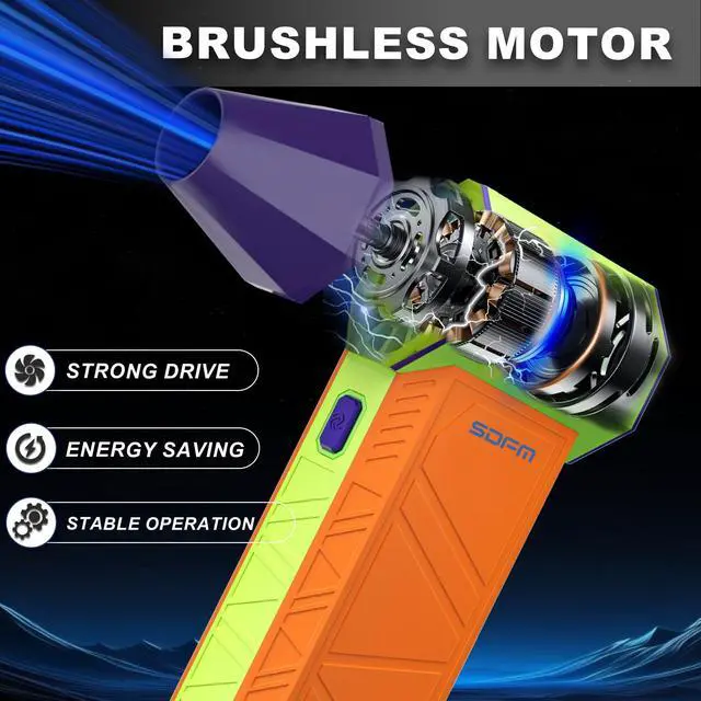 Alt view image 3 of 5 - SDFM Compressed Air Duster - Electric Air Duster with Built in Brushless Motor,130,000RPM, 3-Speed Adjustable Air Blower - Suitable for Keyboard, Computer, car, and Home Cleaning (X3) (Max-Colorful)