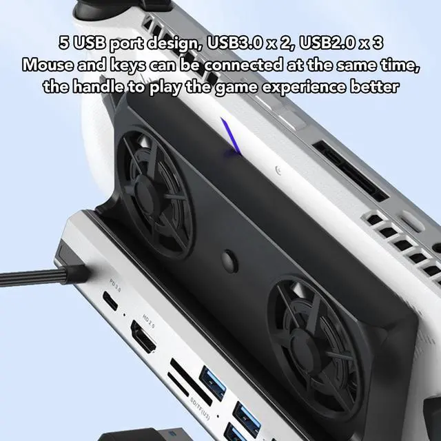 Alt view image 5 of 5 - 10 in 1 Docking Station for Rog Ally Dock Steam Deck, USB C Docking Station Dual HDMI Monitor with Gigabit Ethernet (1000Mbps) Storage Card Memory Card 2xUSB3.1 Gen1 (5Gbps) 3xUSB2.0 PD Charging