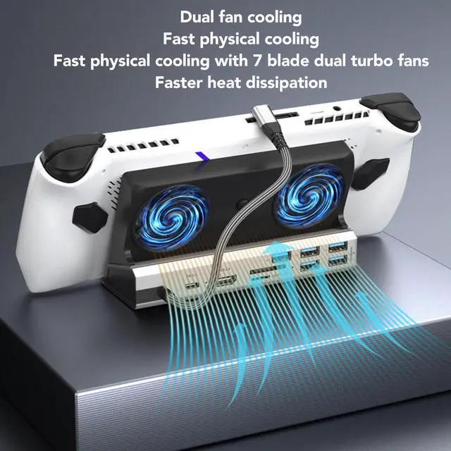 Alt view image 3 of 5 - 10 in 1 Docking Station for Rog Ally Dock Steam Deck, USB C Docking Station Dual HDMI Monitor with Gigabit Ethernet (1000Mbps) Storage Card Memory Card 2xUSB3.1 Gen1 (5Gbps) 3xUSB2.0 PD Charging