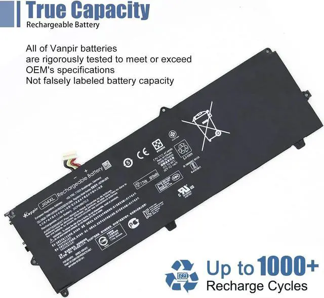 Alt view image 4 of 5 - VANPIR JI04XL 901247-855 901307-541 Laptop Battery Compatible with Hp Elite X2 1012 G2 Notebook for HP Elite X2 1012 G2-1LV76EA Notebook HSTNN-UB7E JI04047XL 2ICP4/66/72-2 7.7V 47.04Wh 6110mAh
