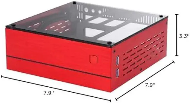 Alt view image 4 of 4 - Goodisory A01 Aluminum Mini-ITX HTPC Desktop Computer Chassis (Red Tempered Glass)