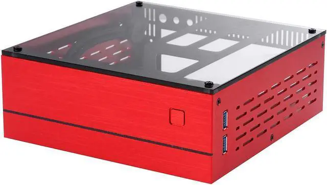 Main image of Goodisory A01 Aluminum Mini-ITX HTPC Desktop Computer Chassis (Red Tempered Glass)