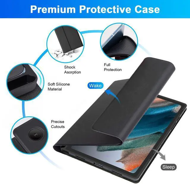 Alt view image 5 of 5 - SOPPY 7 Colors Backlit Keyboard Case for Samsung-Galaxy-Tab A8 10.5 inch 2022(SM-X200/X205/X207), Rechargeable-Detachable-Wireless Galaxy Tab A8 10.5" Slim Keyboard Case with S Pen Holder, Black