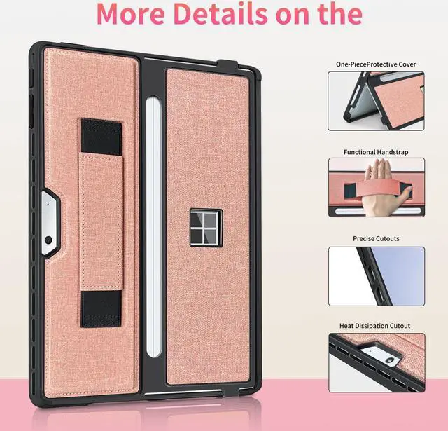 Alt view image 5 of 5 - SSS·GRGB Case fit Microsoft Surface Pro 11/10 /9/8 13-Inch, with Stent Cover, Hand Strap, All-in-one Rugged Case Compatible with Type Cover Keyboards,Coupled Pink
