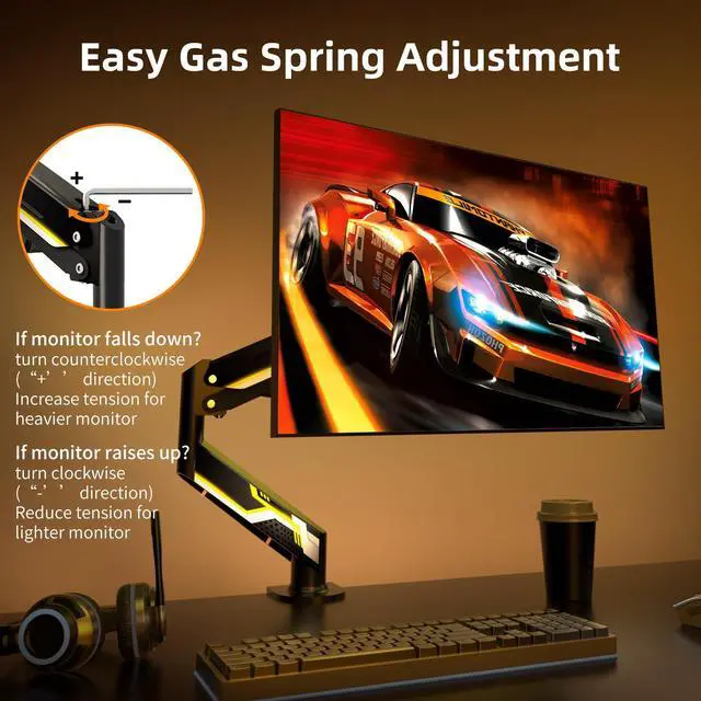 Alt view image 4 of 5 - Suptek Monitor Mount Gas Spring Arm Desk Mount Stand - Fully Adjustable, Fits 32 inch Monitors, Weight Capacity up to 22 lbs (MD8WY)