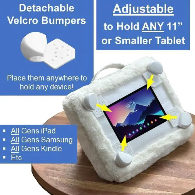 Alt view image 2 of 5 - Safety Lounger Cozy iPad Pillow Stand & Tablet Holder for Family & Kids, Soft Lap Bed Stand, Strong Carrying Handle, Protective Corner Bumpers, Fits iPad All Generations, Samsung Galaxy, Kindle, etc.