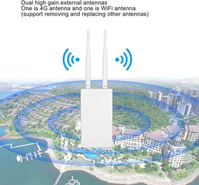 Alt view image 2 of 5 - Professional Outdoor 4G LTE CPE Router, 150Mbps Mobile Hotspot, 2pcs Detachable Antennas, Portable for Travel (US Plug)