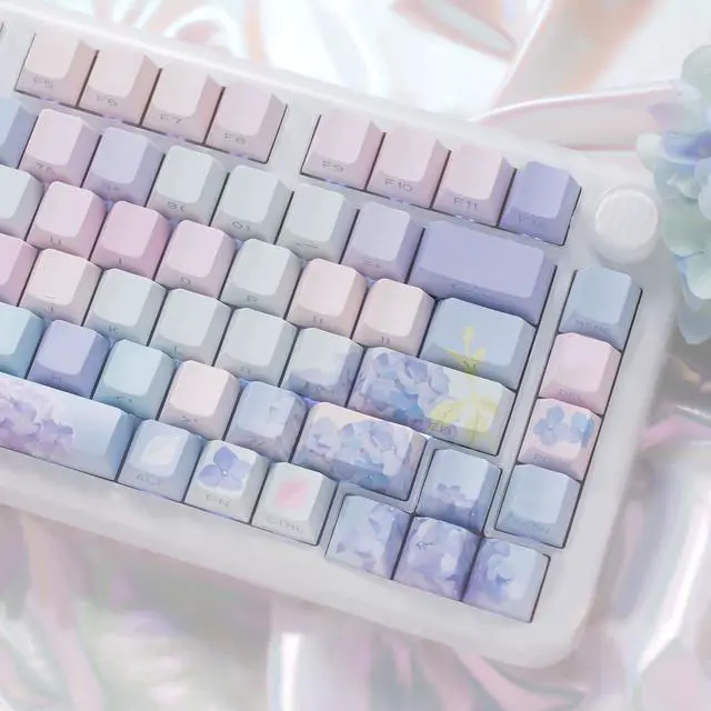 Alt view image 3 of 5 - TIMSEKER 130 Keys Cherry Profile Shine Through Purple Keycaps Set, Custom Side Print PBT Keycaps, Backlit Five Side Dye Sub Keycaps for Cherry Mx Switches ANSI/ISO Mechanical Gaming Keyboard