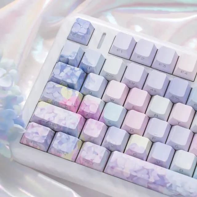 Alt view image 4 of 5 - TIMSEKER 130 Keys Cherry Profile Shine Through Purple Keycaps Set, Custom Side Print PBT Keycaps, Backlit Five Side Dye Sub Keycaps for Cherry Mx Switches ANSI/ISO Mechanical Gaming Keyboard
