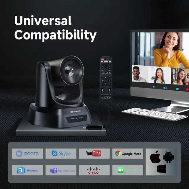 Alt view image 5 of 5 - TONGVEO Wireless Conference Room Webcam, Church Live Streaming 10X USB 1080P 60fps PTZ Camera for Worship Services Online Conference, Works with Zoom, Skype OBS