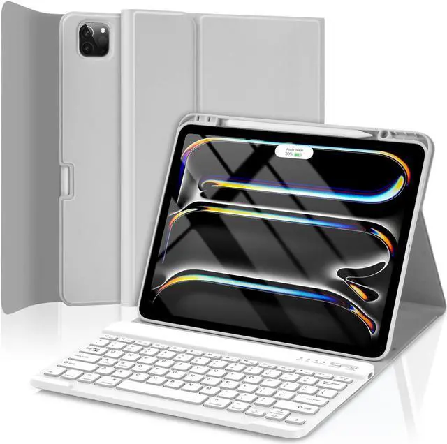 Main image of TQQ Keyboard Case for iPad Pro 13-inch (M4) 2024 - Magnetic Wireless Detachable Keyboard, Stand Folio Cover with Pencil Holder, Thin & Light Compatible with iPad Pro 13 (Gray)