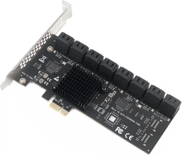 Alt view image 3 of 5 - PCIe x1 to 16-Port SATA 3.0 Expansion Card for Desktop PC, HDD/SSD Controller Adapter, Plug-and-Play with 19-inch Splitter Cables