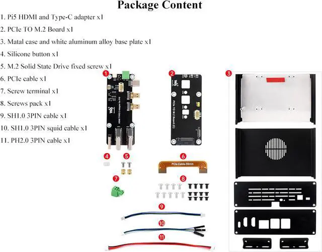 Alt view image 3 of 5 - M.2 NVME PCIE Case for Raspberry Pi 5, with Dual HDMI Ports, Support Dual 4K Video Output, Aluminum Alloy Case with PCIe to M.2 Board, Support PCIe Extending to M.2 Interface/Booting Pi5 from NVME SSD