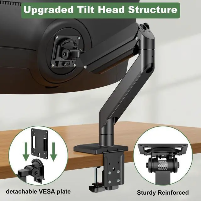 Alt view image 3 of 5 - UPGRAVITY Heavy Duty Monitor Arm for 17-57 inch Screens up to 55lbs, Premium Aluminum Ultrawide Monitor Mount for Samsung 49 Odyssey G9 and LG, VESA 100x100mm, Black
