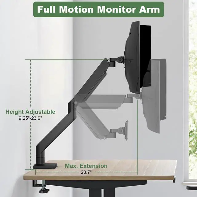 Alt view image 5 of 5 - UPGRAVITY Heavy Duty Monitor Arm for 17-57 inch Screens up to 55lbs, Premium Aluminum Ultrawide Monitor Mount for Samsung 49 Odyssey G9 and LG, VESA 100x100mm, Black