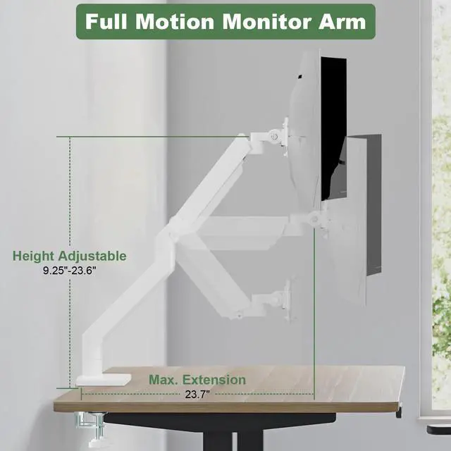 Alt view image 5 of 5 - UPGRAVITY White Monitor Arm for 17-57 Screens up to 55lbs, Premium Aluminum Ultrawide Monitor Mount for Samsung 49 Odyssey G9 and LG, VESA 75/100mm