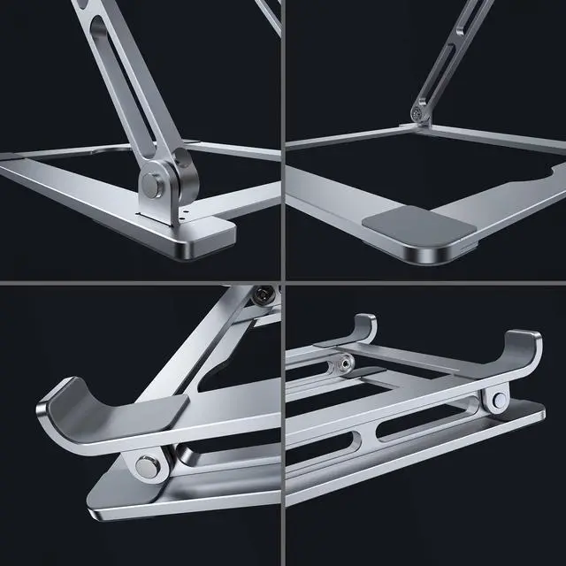 Alt view image 4 of 5 - VIGLT Laptop Stand for Desk, Adjustable Laptop Stand Holder Portable Laptop Riser with Multi-Angle Height Adjustable Computer Stand for MacBook Air/Pro and More Notebooks 10-17.3"-Silver