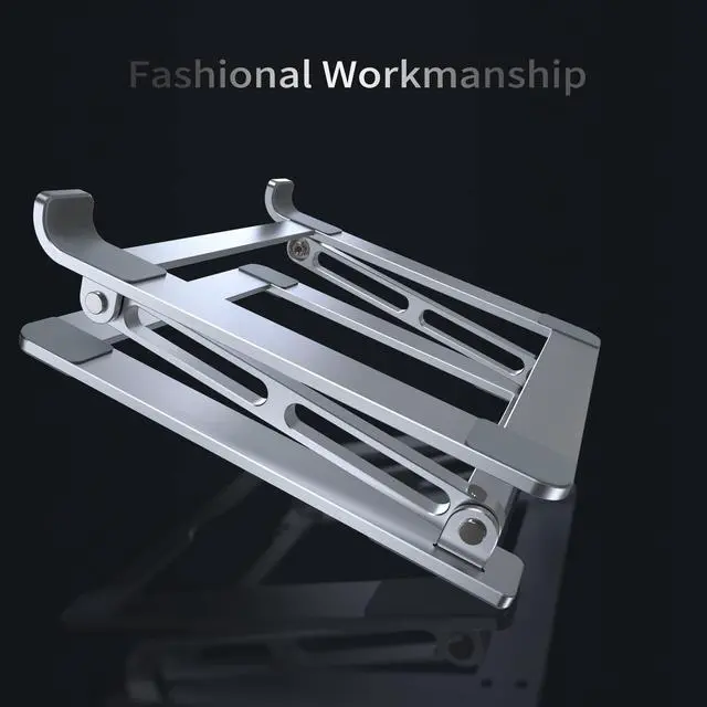 Alt view image 3 of 5 - VIGLT Laptop Stand for Desk, Adjustable Laptop Stand Holder Portable Laptop Riser with Multi-Angle Height Adjustable Computer Stand for MacBook Air/Pro and More Notebooks 10-17.3"-Silver