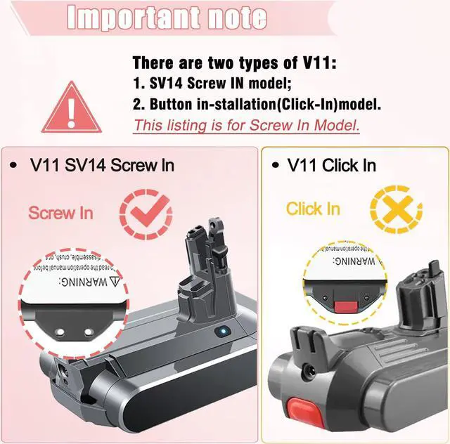 Alt view image 3 of 5 - Upgraded SV14 V11 Screw-in Battery Replacement[(Not for Click-in Type)]  25.2V 6.0Ah Compatible with V11 Absolute,V11 Complete,V11 Motorhead,V11 Fluffy Series Handheld Cordless Stick Vacuum Cleaner
