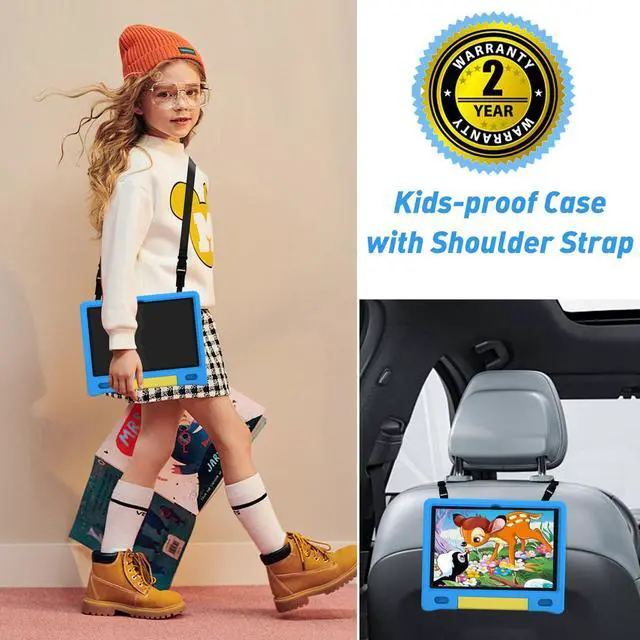 Alt view image 3 of 5 - VNEIMQN Kids Tablet, 10.1 Inch Tablet for Kids, Android 14, 64GB, Octa-Core CPU, WiFi, Big Battery, Kids Conten, Parental Control, HD Display Children Tablet Age 3-12, Bluetooth, Blue Shockproof Case