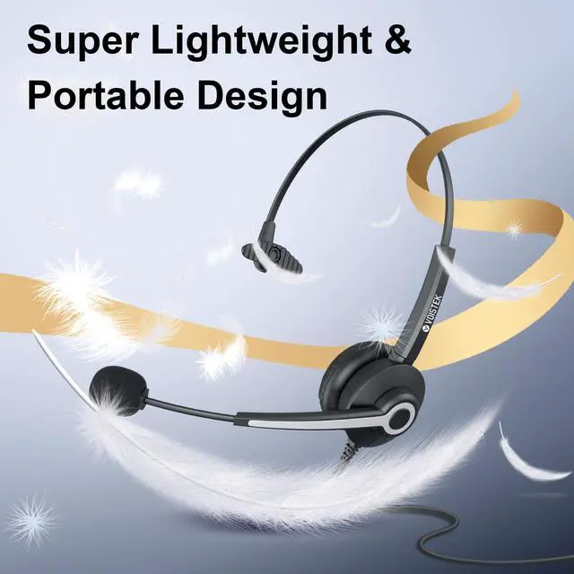 Alt view image 4 of 5 - Voistek USB Headset with Microphone, Wired Headset for Laptop/PC with Noise Cancelling Mic, Single Ear Headphones with in-Line Volume Control for Work, Office, Teams, Zoom, Skype, Online Class