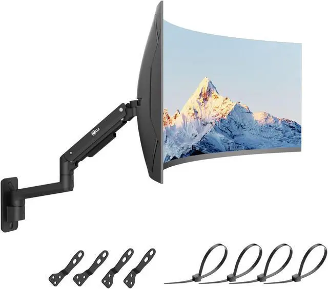 Main image of WALI Single Monitor Wall Mount, Heavy Duty Monitor Arm for Ultrawide Screens up to 49 inch, 44 lbs. Fully Adjustable Gas Spring Arm Max Extension 16.7 inch (GSWM001XL-P), Black