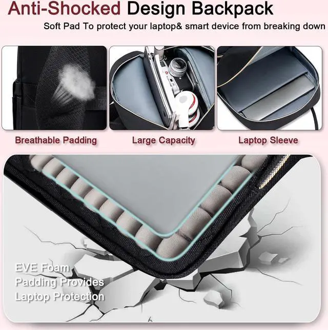 Alt view image 5 of 5 - Weitars Lunch Backpack for Women,15.6 Inch Laptop Backpacks Travel Backpack for Women,Work Back pack,Teacher Nurse Back pack Insulated Lunchbox Backpacks