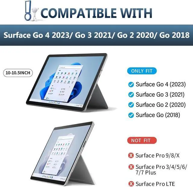 Alt view image 2 of 5 - Backlit Keyboard for Surface Go 4/3/2/1, 7 Colors Font Backlight Detachable Wireless Type Cover Keyboard with Trackpad Compatible with Microsoft Surface Go 4 2023 / Go 3 2021 / Go 2 2020 / Go 2018