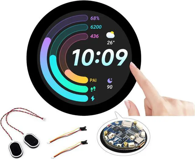 Main image of ESP32-S3 1.85inch Touch Display Development Board, 360×360 IPS LCD, Dual-Core Processor Up to 240MHz, Audio Codec, Support Offline Speech Recognition and AI Speech Interaction, with 8 2W Speaker