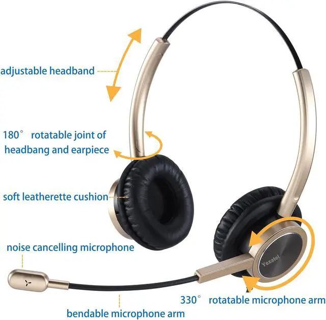 Alt view image 2 of 5 - Yexatel USB Computer Headset with Microphone | Noise Cancelling Mic Mute & Volume Control | for Microsoft Teams/3CX Office & Online Meetings (Y809DGUC, Gold)