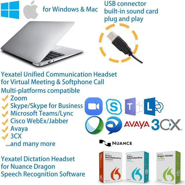Alt view image 4 of 5 - Yexatel USB Computer Headset with Microphone | Noise Cancelling Mic Mute & Volume Control | for Microsoft Teams/3CX Office & Online Meetings (Y809DGUC, Gold)