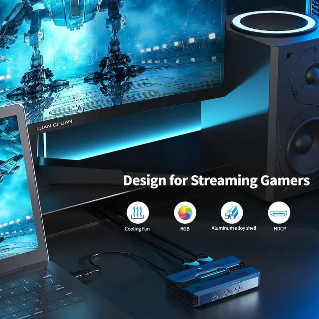 Alt view image 2 of 5 - 4K@60fps Capture Card, Yinker 2K@144fps 1080p@240fps Video Capture Card, HDR & VRR Capture and Loop-Out, No Latency for Live Streaming, Gaming, Camera, Switch, Xbox and PS5