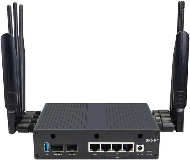 Main image of BPI-R4 OpenWRT Router WiFi 7 Version - 4GB RAM 8GB ROM 2x10G SFP/4xGbE Port Provide WIFI7 Expand - MediaTek MT7988A, OS Support OpenWRT Debian etc