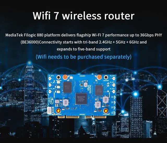 Alt view image 4 of 5 - BPI-R4 OpenWRT Router WiFi 7 Version - 4GB RAM 8GB ROM 2x10G SFP/4xGbE Port Provide WIFI7 Expand - MediaTek MT7988A, OS Support OpenWRT Debian etc