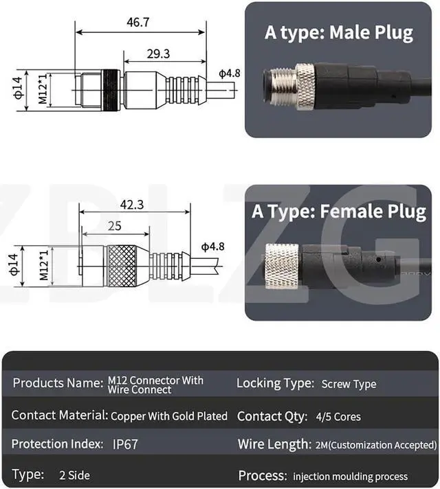 Alt view image 5 of 5 - ZBLZGP M12 A-Code 8 Pin Female to Flying Leads Cable Industrial Aviation Sensor Shielded Connection Cable for Actuator Controls Automation Fieldbus Module 10M/32.8FT