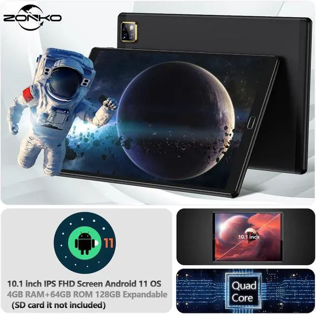 Alt view image 2 of 5 - Tablet 10 Inch Android 11.0 Tablet with Keyboard, Dual 2.4+5G WiFi Tablets 64GB Storage 128GB Expandable, 4G RAM 6000mAh Battery Google Certified Tablet Include Keyboard Mouse Case Stylus