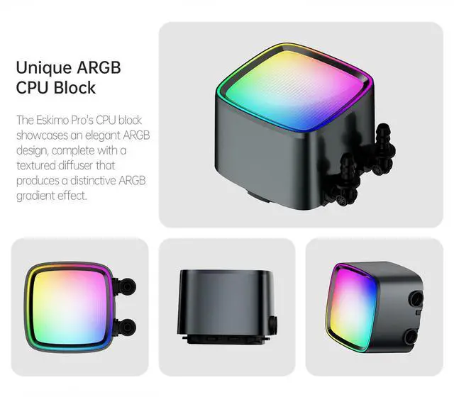 Alt view image 3 of 5 - Geometric Future Eskimo Pro - 420mm AIO CPU Liquid Water Cooler- RGB PWM Squama 2503W 140mm Fan x 3- Fit Intel® LGA 1700, AMD®AM5 - White- (GEO-EP-42W)