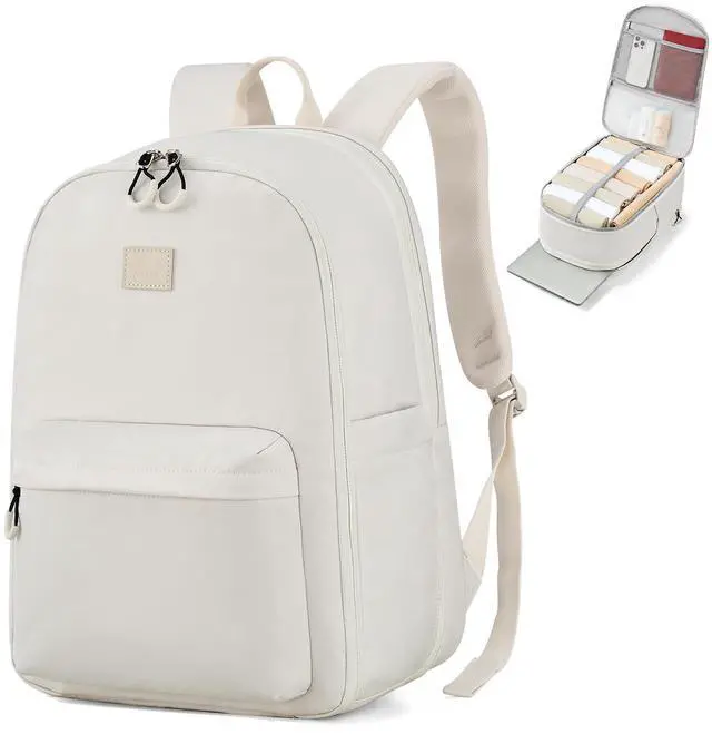 Main image of Hanke 18 Inch Expandable Travel Backpack for Women, Personal Item Backpack Work Backpack Woman Men Casual Daypack Backpacks Carry On Bag Backpacks for Airline Approved(Off White)