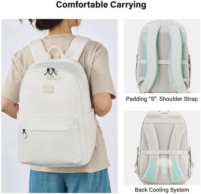 Alt view image 5 of 5 - Hanke 18 Inch Expandable Travel Backpack for Women, Personal Item Backpack Work Backpack Woman Men Casual Daypack Backpacks Carry On Bag Backpacks for Airline Approved(Off White)